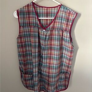 VINTAGE Plaid button front smock top women’s large